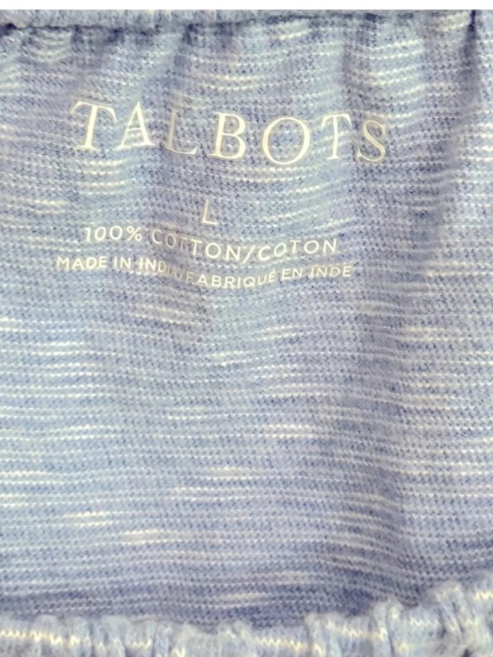 Talbots Light Blue White Striped Blouse with Coral Floral Embroidery Size Large - Picture 8 of 9